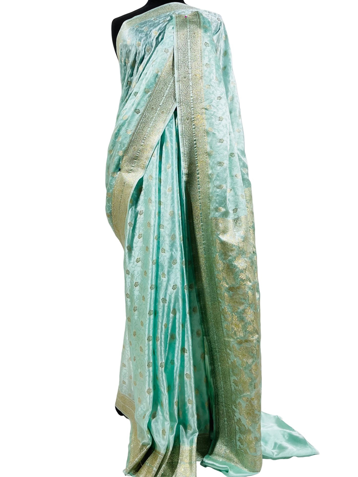 Royal Mint Aqua Banarasi Silk Saree
