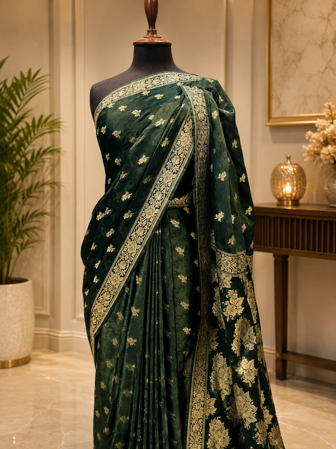 Banarsi Silk Saree with Floral Pallu