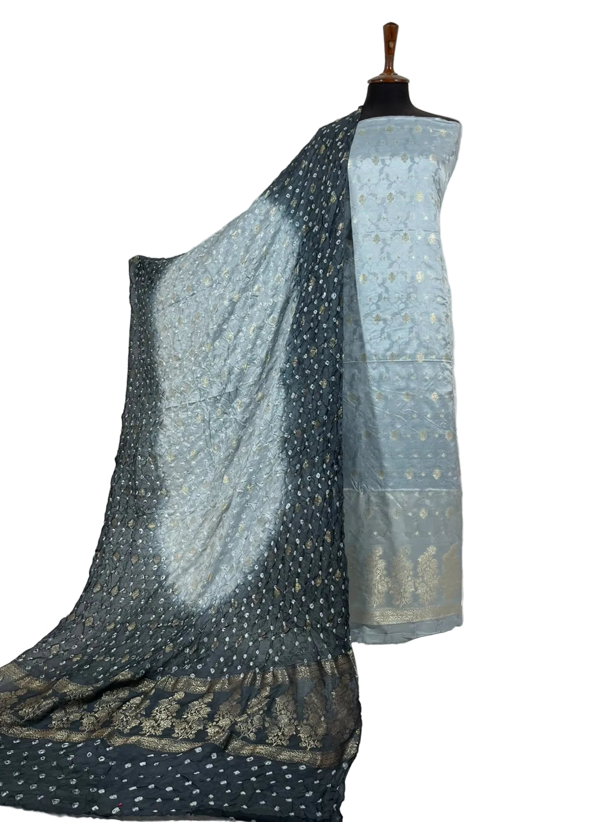 Elagant banarsi cotton silk chunri bandhani 3piece suit