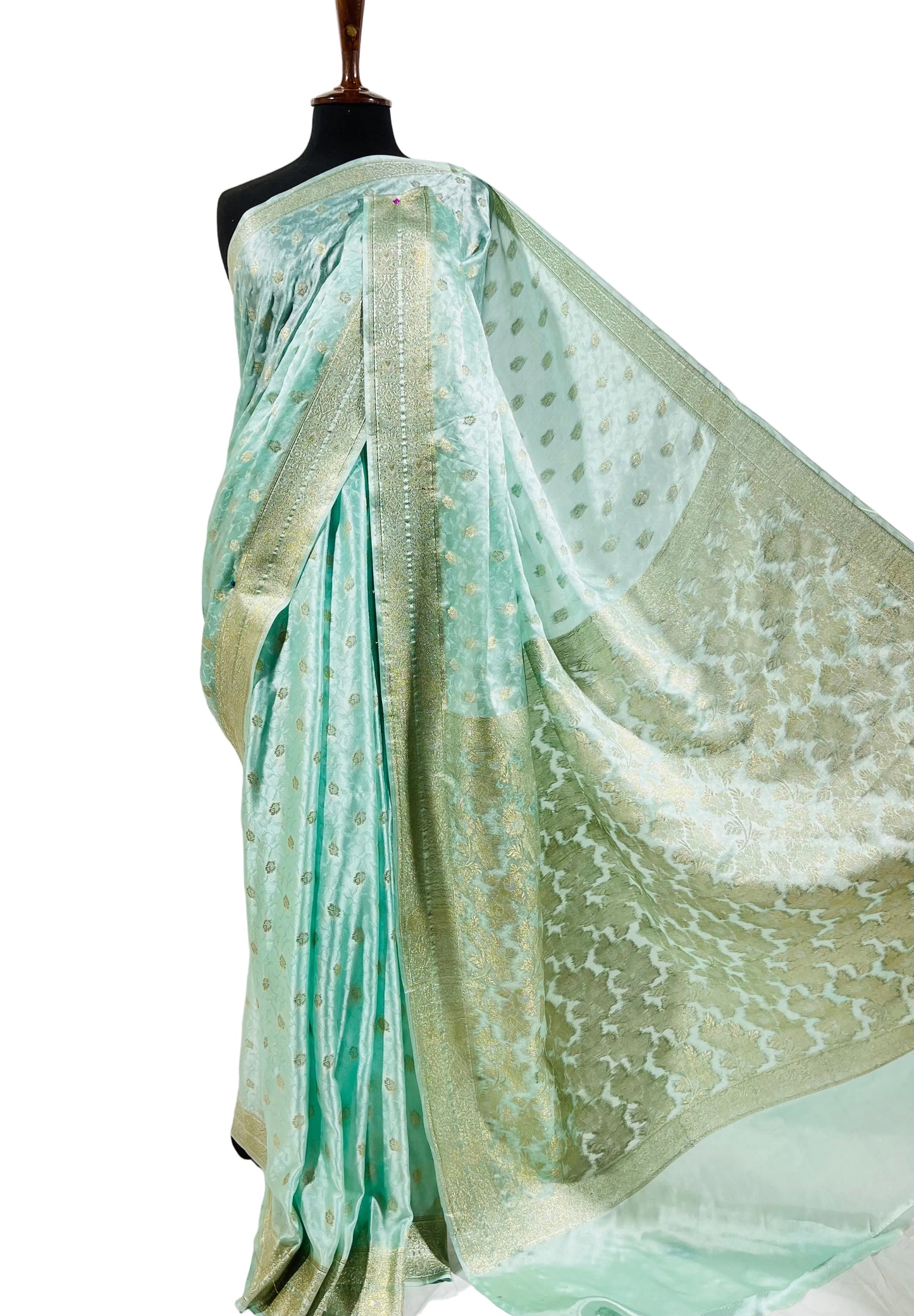 Royal Mint Aqua Banarasi Silk Saree