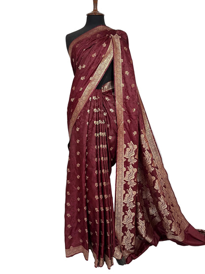 Premium Maroon Silk Banarasi Saree
