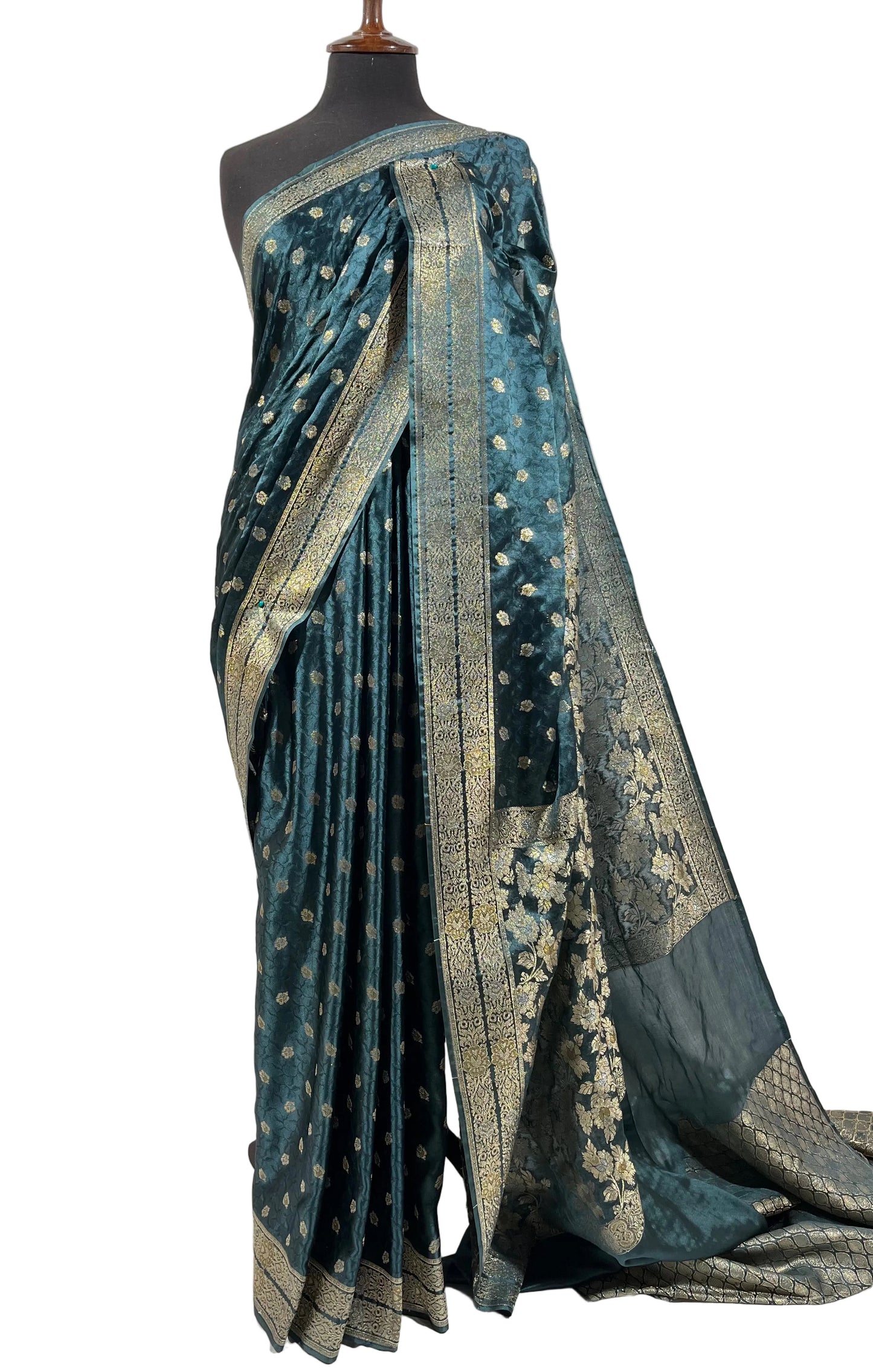 Royal Peacock Green Banarasi Silk Saree