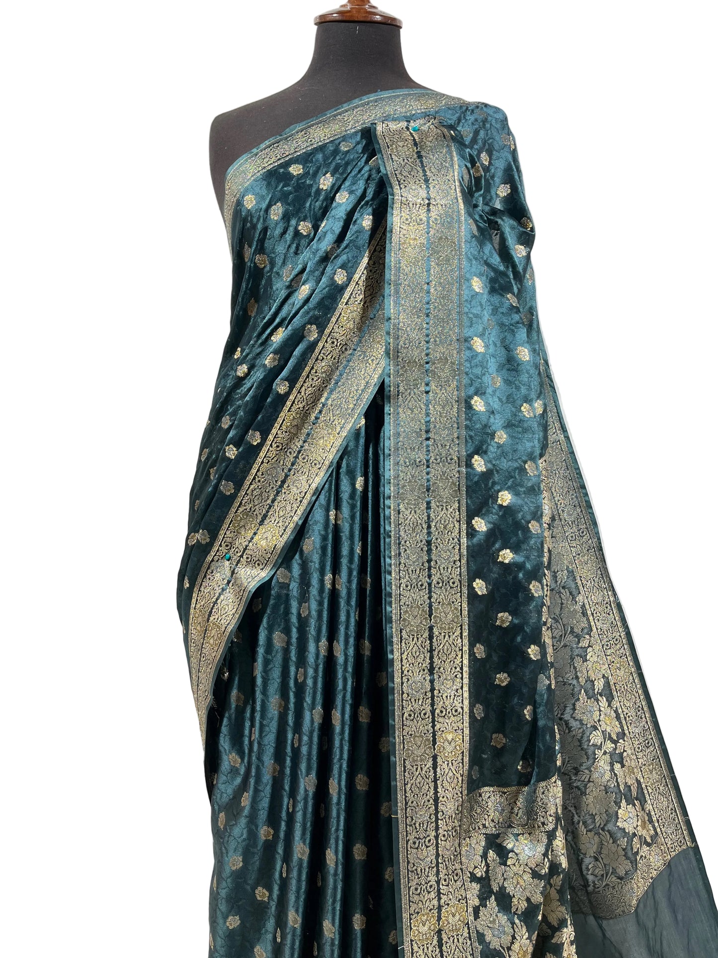 Royal Peacock Green Banarasi Silk Saree