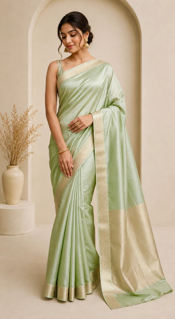 Crepe Silk Pastel Green Saree