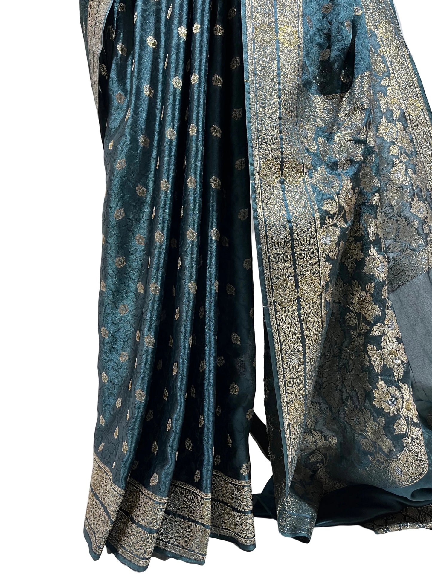 Royal Peacock Green Banarasi Silk Saree