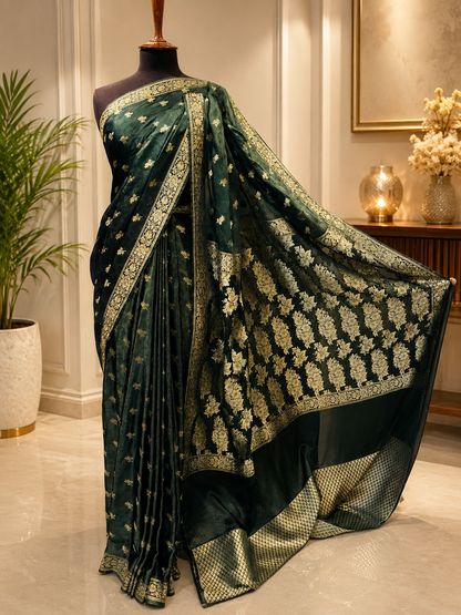 Banarsi Silk Saree with Floral Pallu