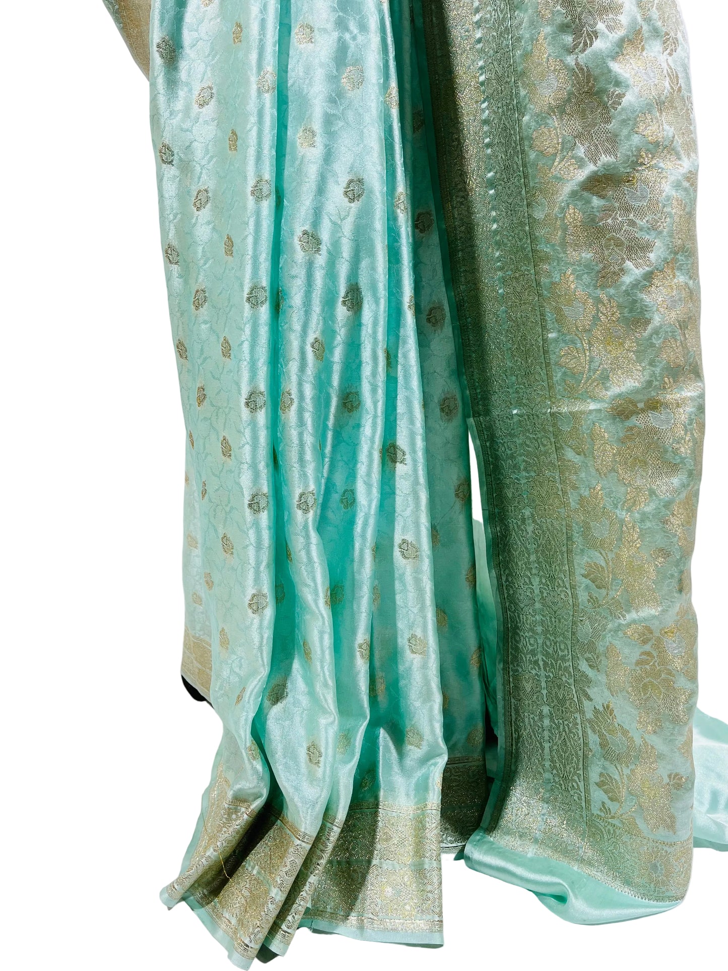 Royal Mint Aqua Banarasi Silk Saree