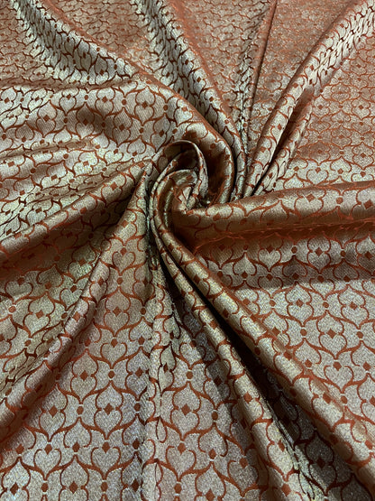 Premium Rust Copper Banarasi Jacquard
