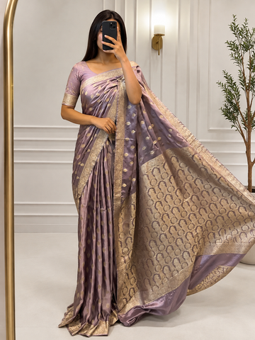 Premium Banarsi Lilac Saree
