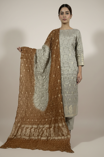 3 Piece Cotton Silk Suit with Chunri Bandhani Dupatta