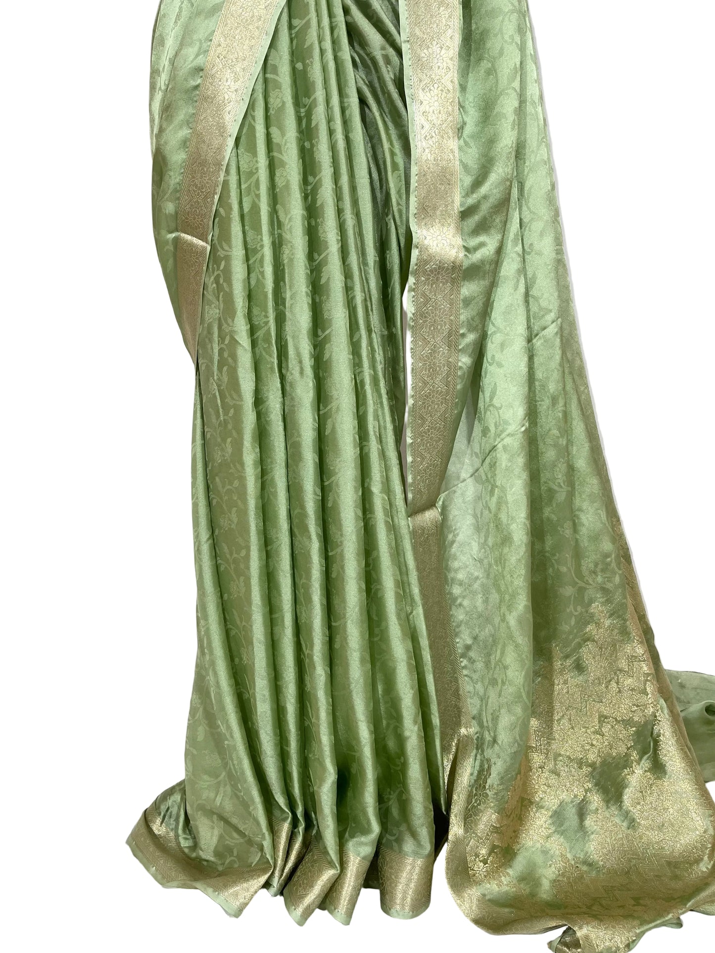 Luxury Pista Green Banarsi Saree