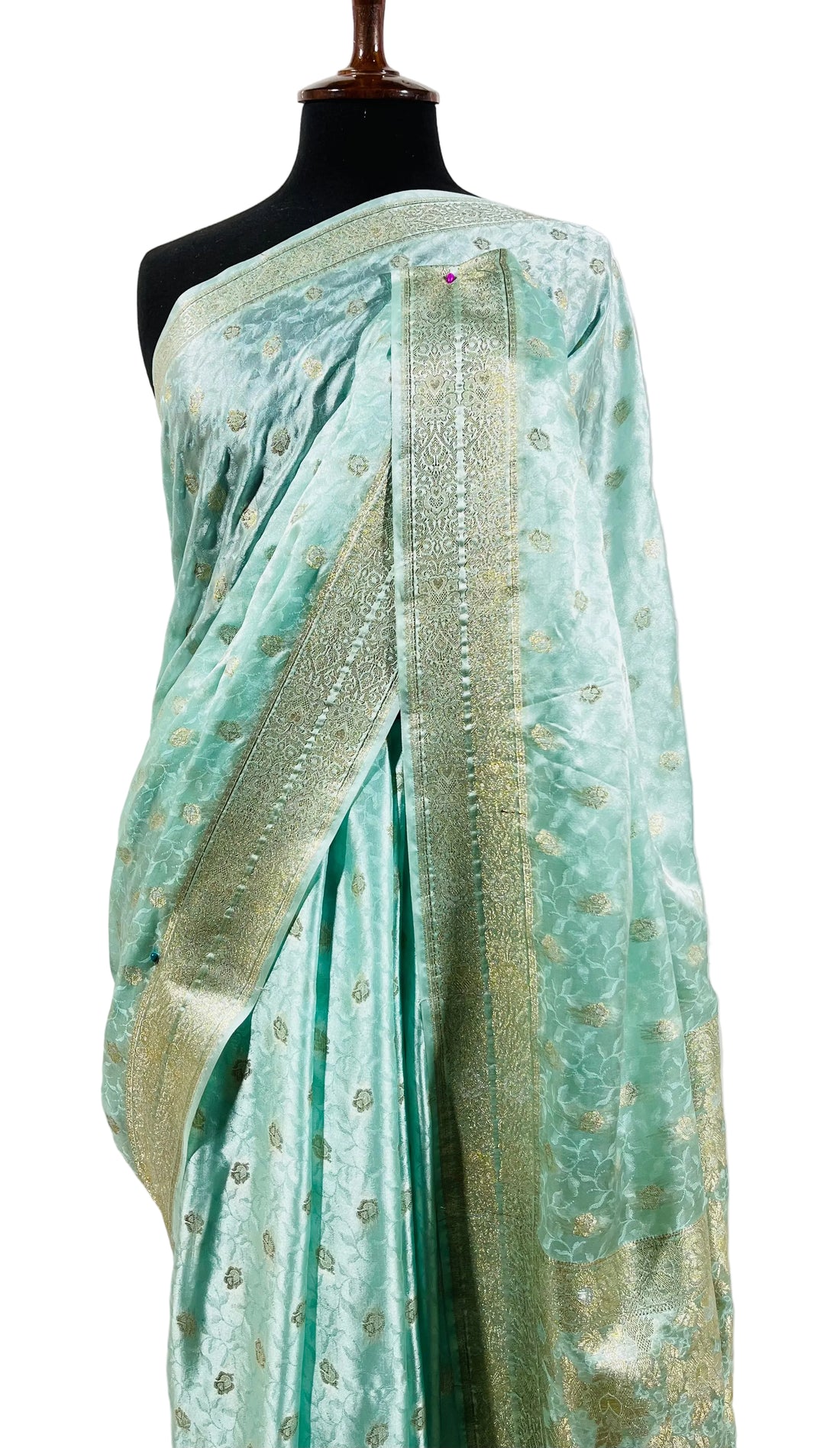 Royal Mint Aqua Banarasi Silk Saree