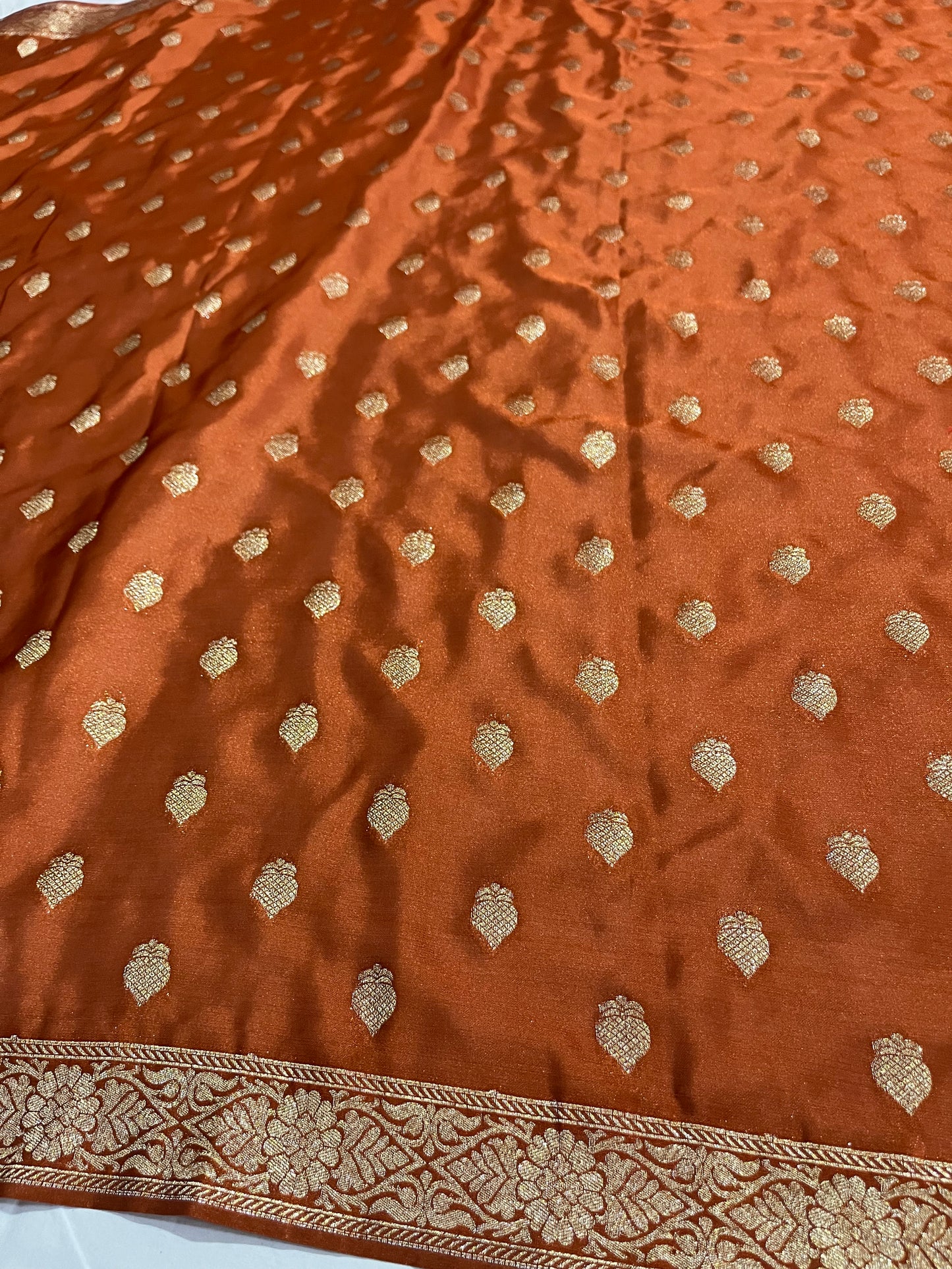 Premium Rust Copper Banarasi Jacquard