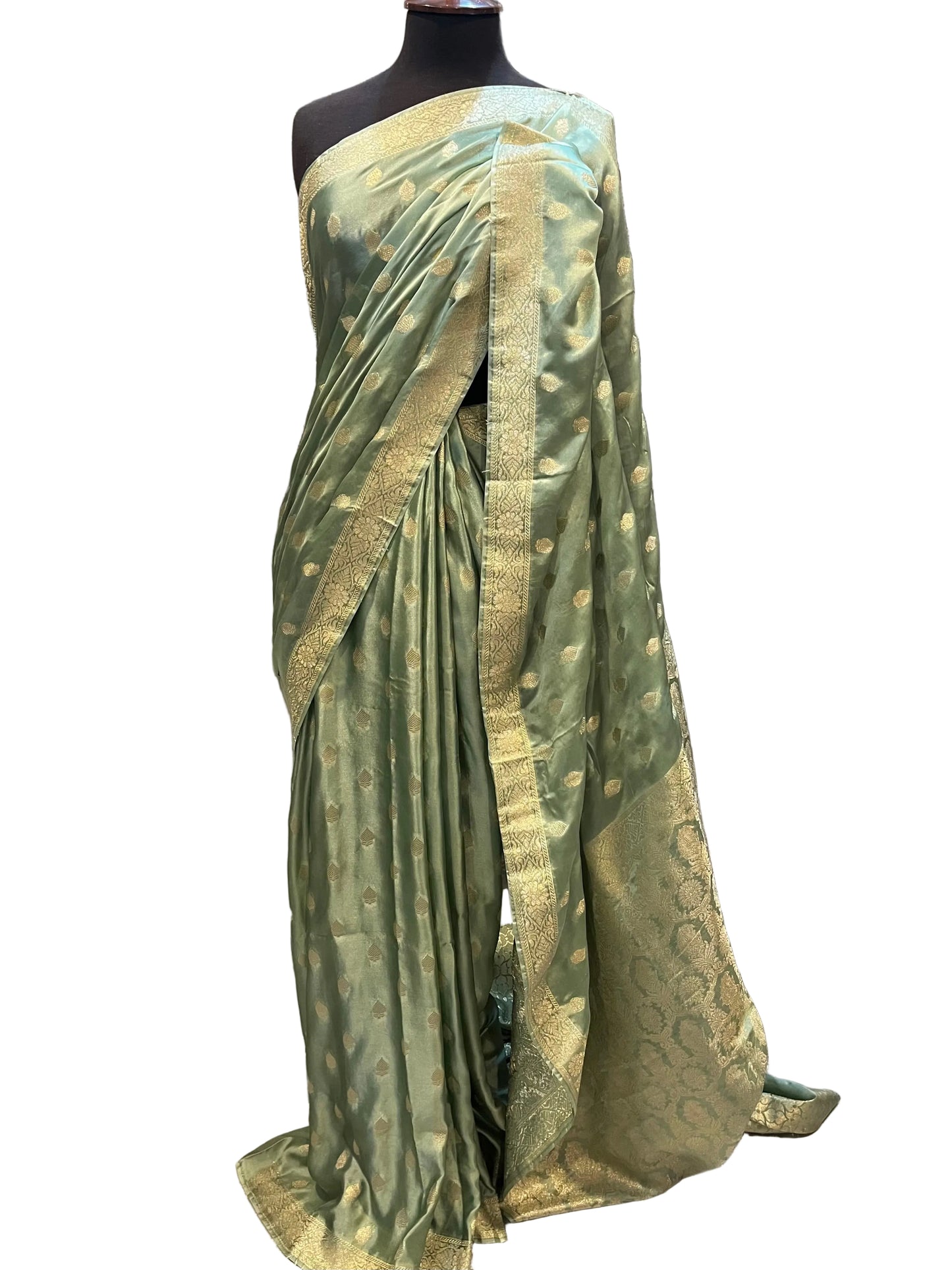 Premium Apple Green Banarasi Silk Saree