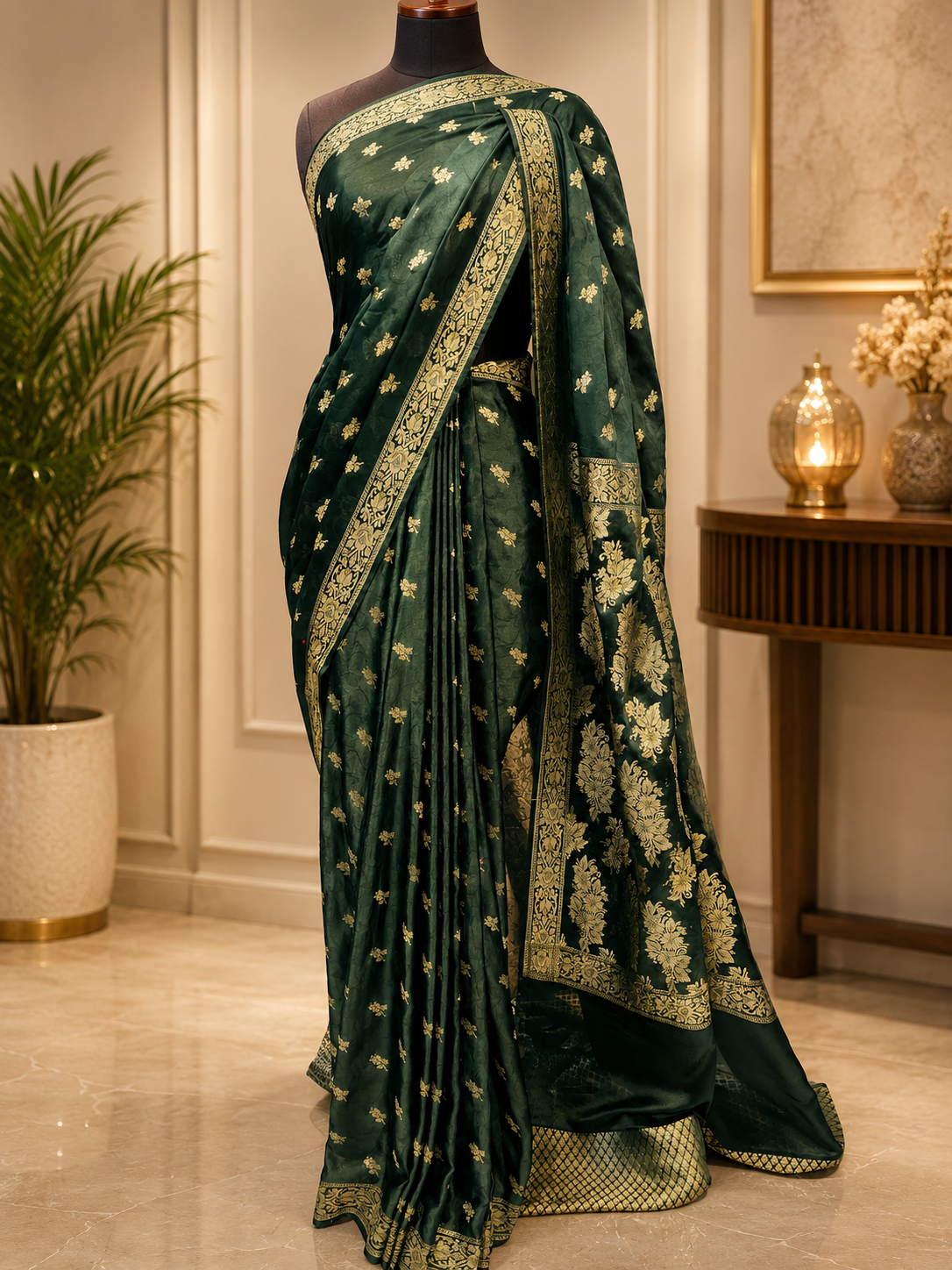 Banarsi Silk Saree with Floral Pallu