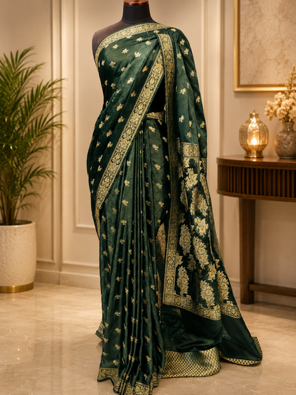 Banarsi Silk Saree with Floral Pallu