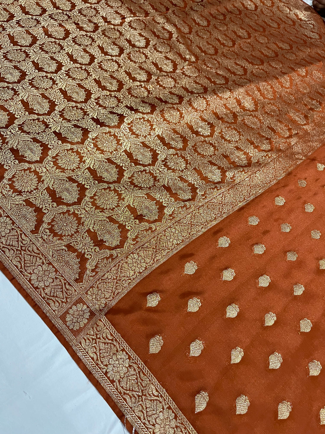 Premium Rust Copper Banarasi Jacquard
