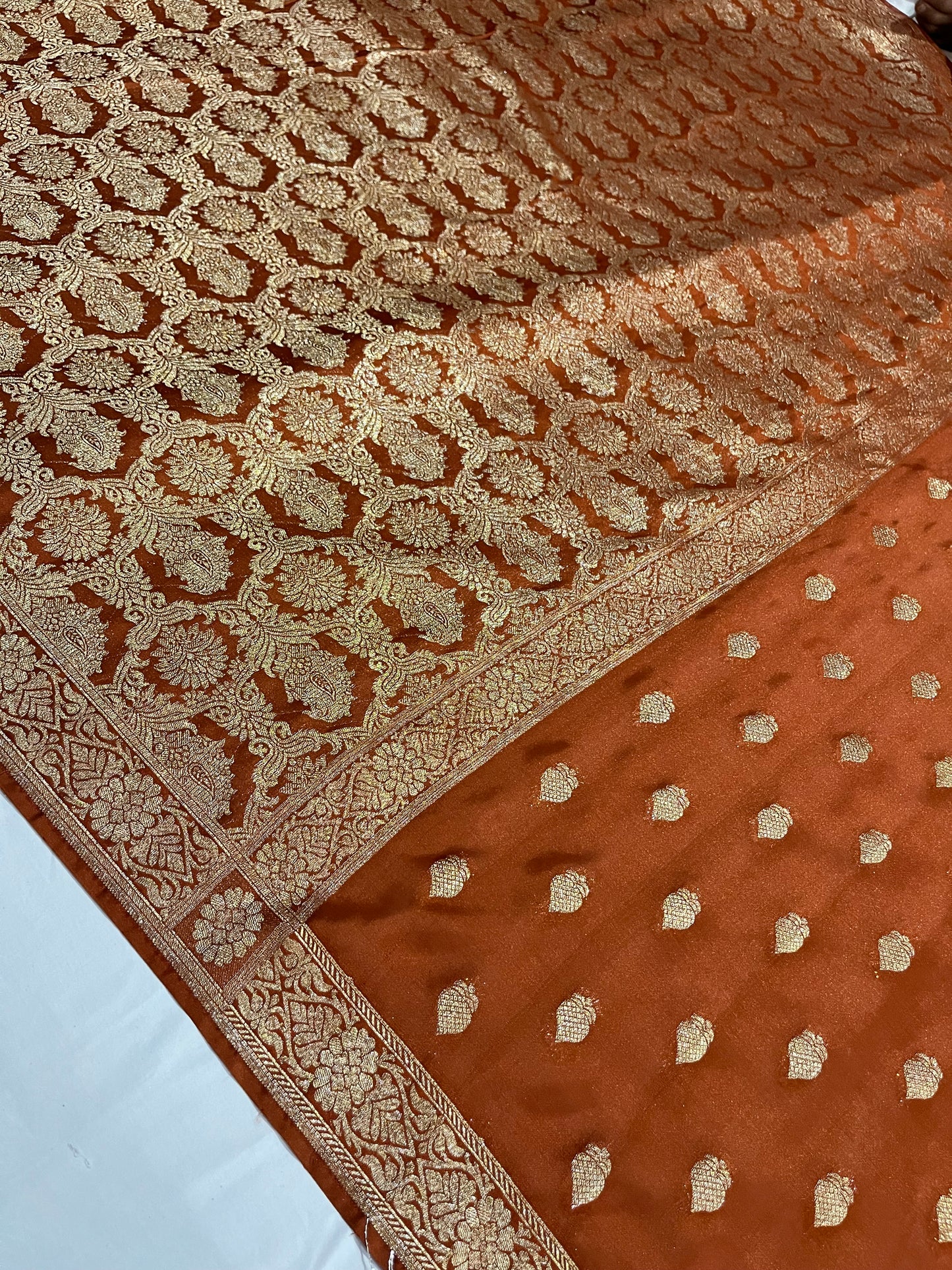 Premium Rust Copper Banarasi Jacquard