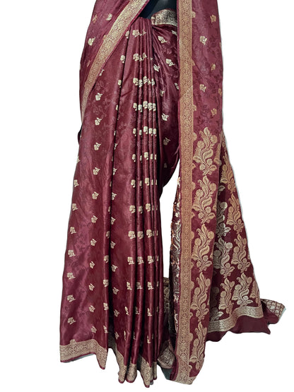 Premium Maroon Silk Banarasi Saree