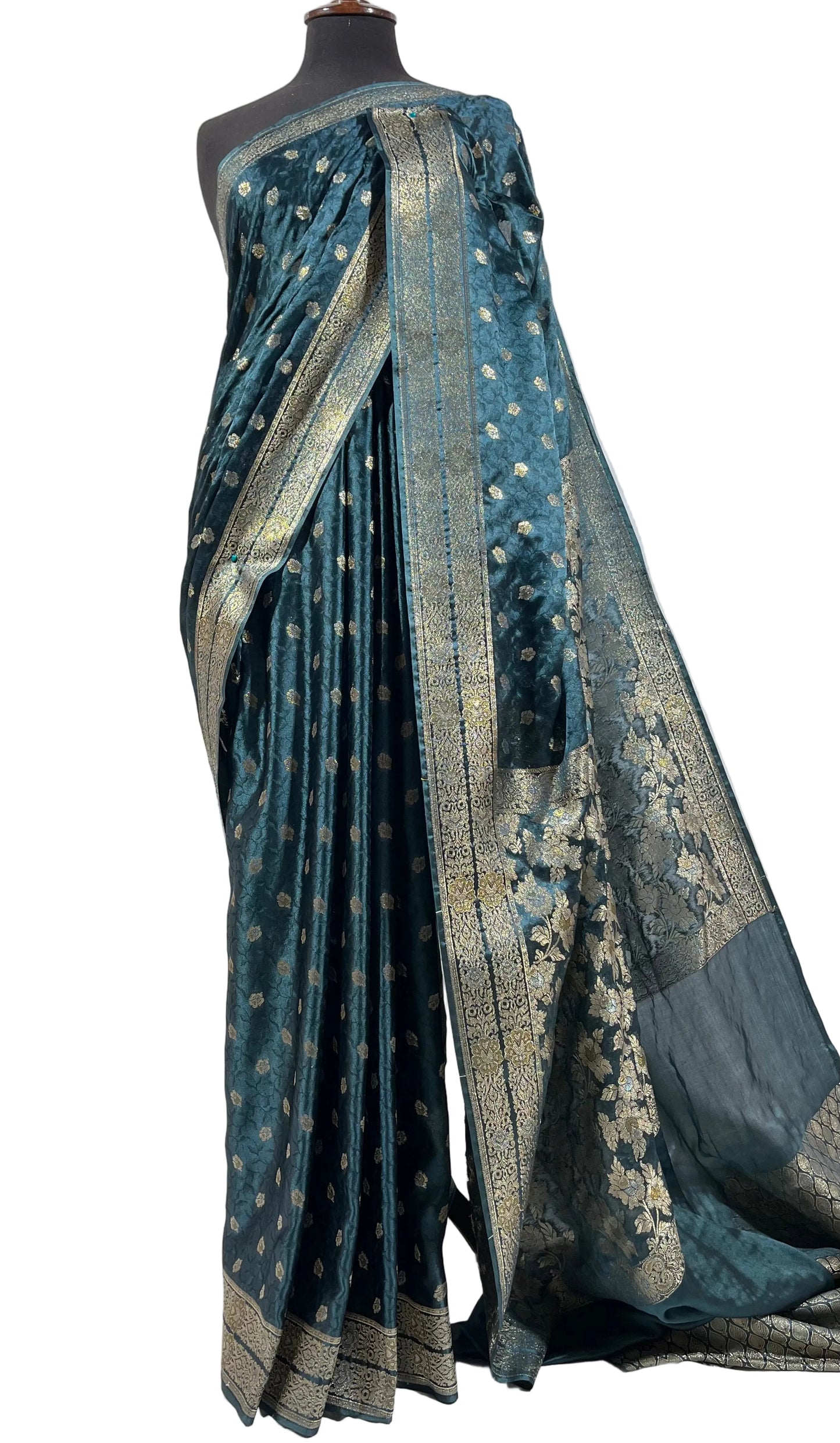 Royal Peacock Green Banarasi Silk Saree
