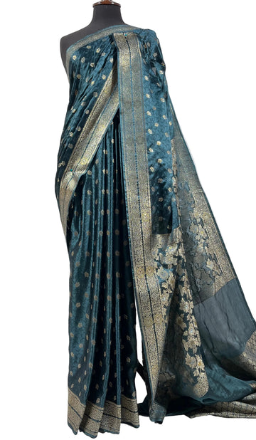 Royal Peacock Green Banarasi Silk Saree