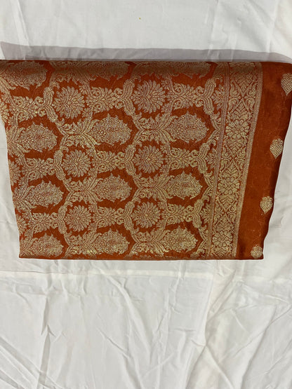 Premium Rust Copper Banarasi Jacquard