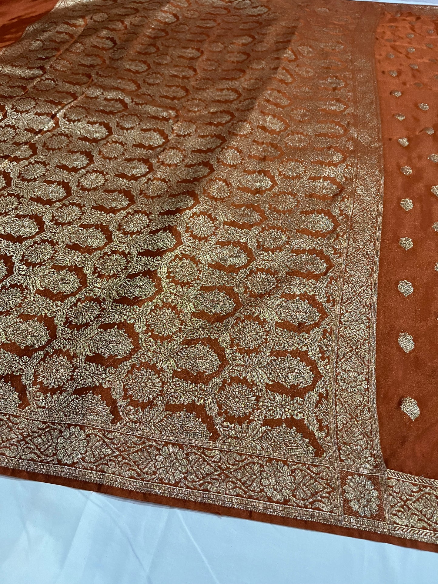 Premium Rust Copper Banarasi Jacquard