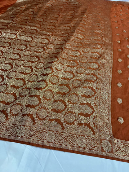 Premium Rust Copper Banarasi Jacquard