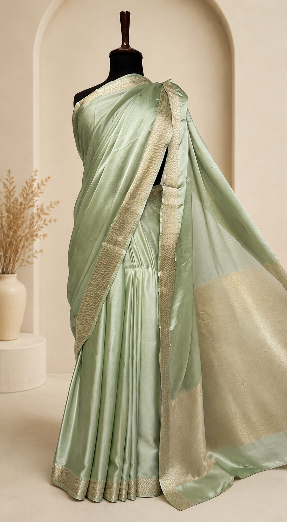 Crepe Silk Pastel Green Saree