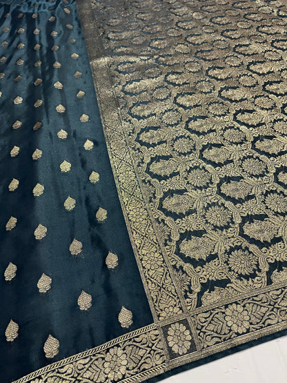 Peacock Green Banarasi Silk Saree