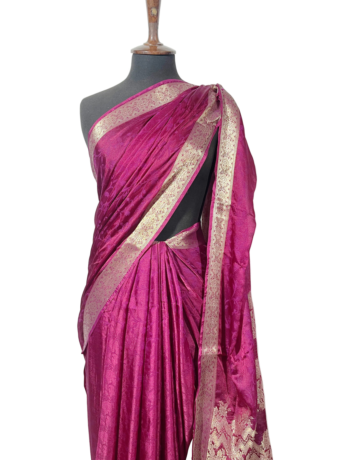 Premium Banarasi Satin Silk Saree – Wine Magenta