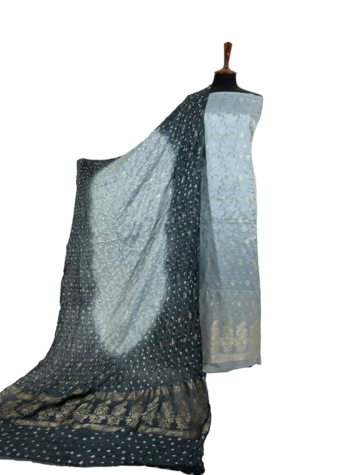 Elagant banarsi cotton silk chunri bandhani 3piece suit