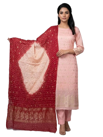 Chunri bandhani banarsi cotton silk 3 piece suit