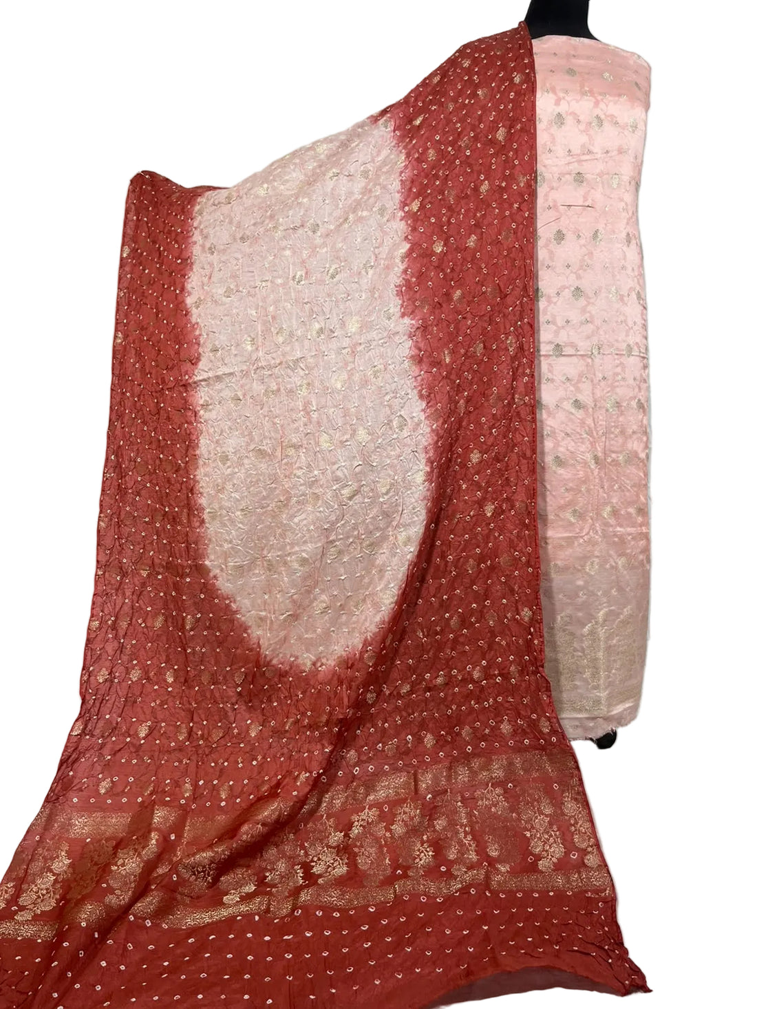 Chunri bandhani banarsi cotton silk 3 piece suit